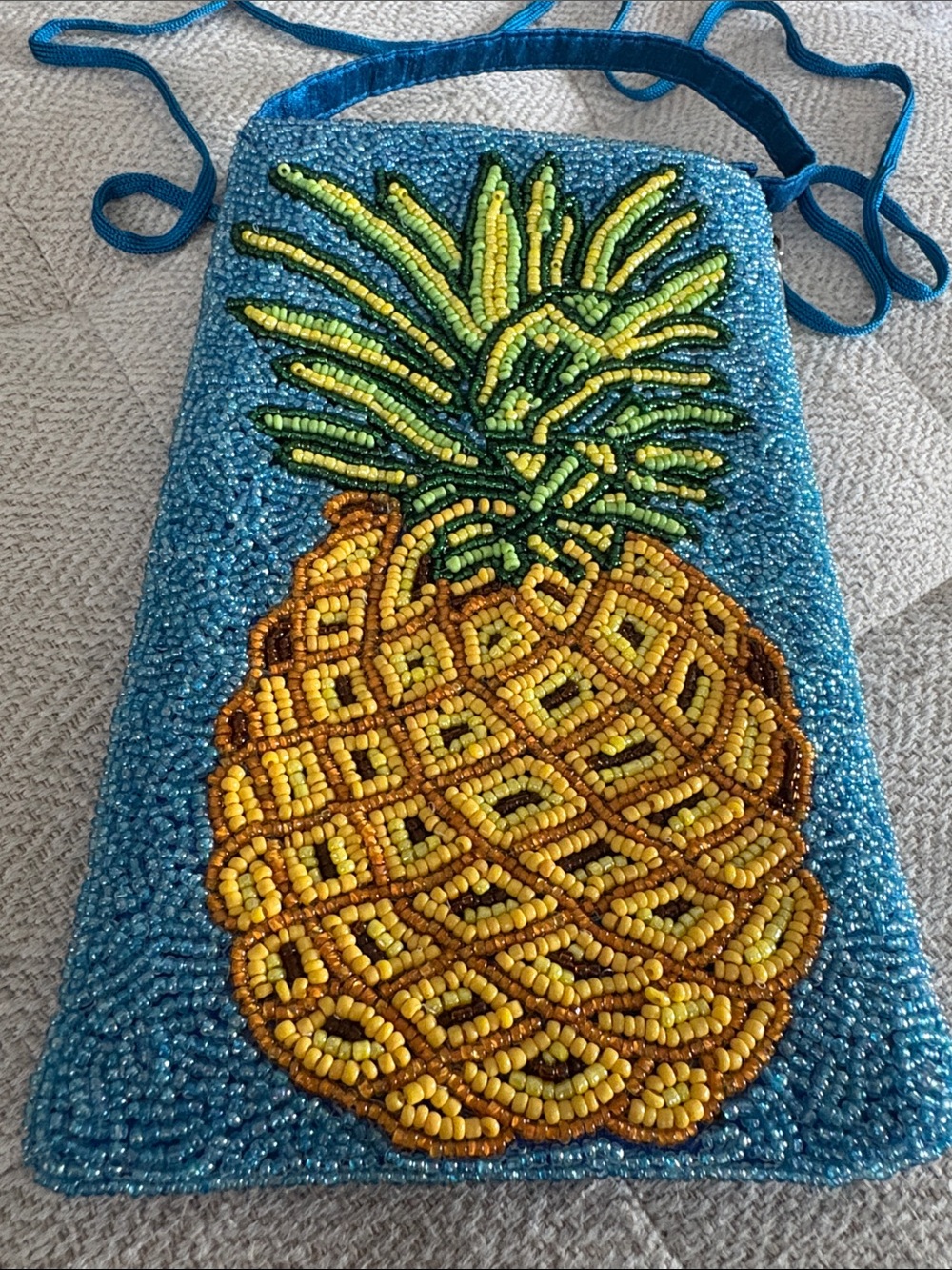 Bamboo Trading Company Pineapple Crush Beaded Wristlet / Crossbody Bag